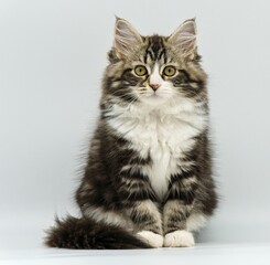 Siberian kitten on a white background