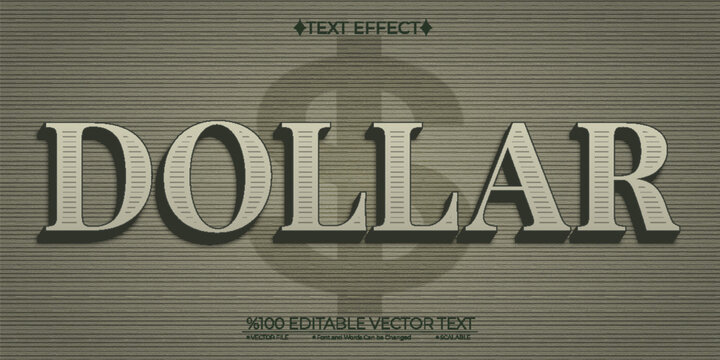 Vintage Dollar Editable Vector 3D Text Effect