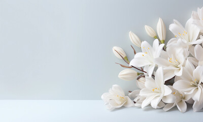 White Flowers In Studio Light Background