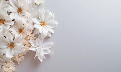 Naklejka na ściany i meble White Flowers On A Light Background