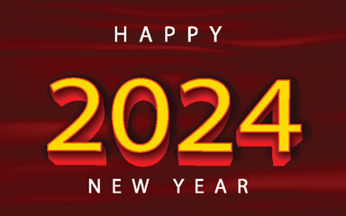 Happy New Year 2024 Vector Text Effect illustration