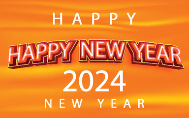Happy New Year 2024 Vector Text Effect illustration