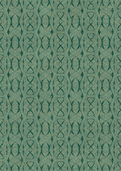 Hand-drawn unique abstract seamless ornament. Dark green on light cold green background, with splatters of golden glitter. Paper texture. Digital artwork, A4. (pattern: p10-4f)