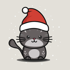Illustration of a cute Christmas cat