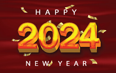Happy New Year 2024 Vector Text Effect illustration
