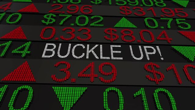 Buckle Up Stock Market Bumpy Ride Turbulent Buying Selling Prices Up Down Swings 3d Animation