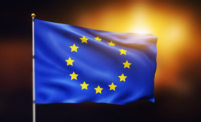 European Union flag. Symbol of European unity. 3d render illustration.