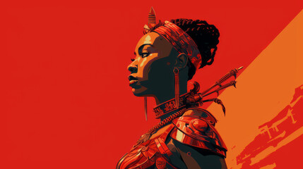 Generative AI copy space banner African Warrior Queen