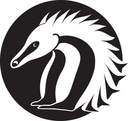 Obraz premium Artistic Precision Black Anteater Symbol in Vector Black Vector Anteater Logo Timeless Elegance