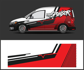 Racing car wrap design vector. Graphic abstract stripe racing background kit designs for wrap