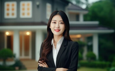Fototapeta premium Asian Woman Real Estate Agent Professional Concept Generative AI