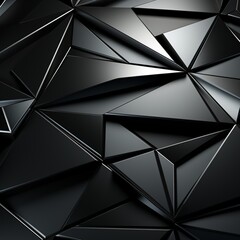 Black white abstract background. Geometric shape. Lines, triangles. 3d effect. Light, glow, shadow. Gradient. Dark grey, silver. Modern.