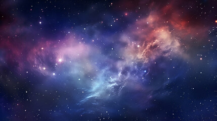 Cosmic galaxy space dust universe with nebula and shining stars. Beautiful colorful clouds at night in the universe.
