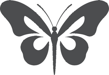 Naklejka premium Wings of Simplicity Black Vector Butterfly Artistic Flight in Noir Butterfly Icon