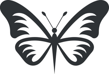 Monochrome Delight Black Butterfly Icon Sculpted Wings Black Vector Emblem