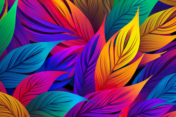 Fototapeta na wymiar Interlaced tropical leaf pattern in an explosion of colors, professional vector design, plain background
