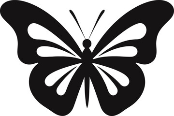 Unique Butterfly Badge: Onyx Elegance Vector Insect Icon: Subtle Grace