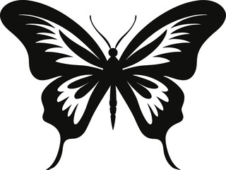 Artistic Black Silhouette: Winged Serenity Insect Beauty: Vector Elegance