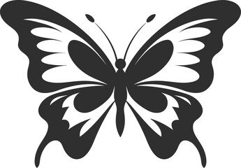 Vector Butterfly Symbol: Dark Delight Sculpted Butterfly Emblem: Monochromatic Mastery