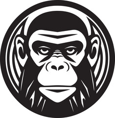 Chimpanzee Wisdom A Symbol of Nature Ape Silhouette in Shadows Black Chimpanzee Design