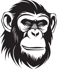Chimpanzee Silhouette in Black A Modern Classic Chimp Charm Elegant Primate Symbol