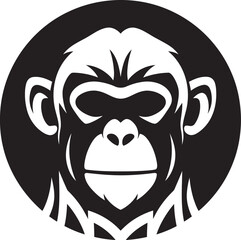 Artistic Ape in Noir A Wildlife Statement Sculpted Elegance Black Vector Primate Icon