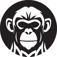 Obraz premium Artistic Ape in Noir A Wildlife Statement Sculpted Elegance Black Vector Primate Icon