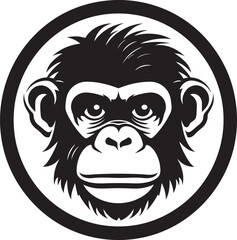 Sculpted Grace Black Chimpanzee Icon Wildlife Wonders Black Vector Chimpanzee Design