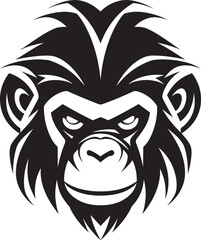The Art of Simplicity Black Vector Ape Logo Elegance in the Jungle Chimpanzee Symbol