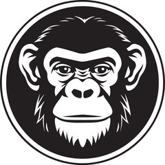 Elegant Simplicity Black Vector Ape Logo Majestic Ape in Monochrome Chimpanzee Emblem