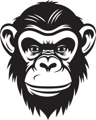 Strength and Intelligence Black Chimpanzee Icon Ape Majesty in Monochrome Chimpanzee Symbol