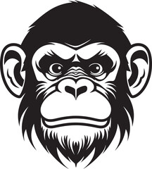 Graceful Wildlife Art Noir Chimpanzee Logo Majestic Ape Icon A Work of Natural Beauty