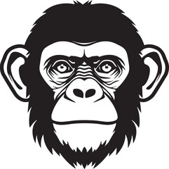 Noir Beauty in the Jungle Chimpanzee Icon Elegant Simplicity Black Vector Ape Logo