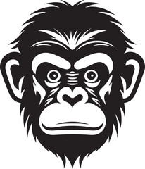Wild Wisdom Black Chimpanzee Icon Majestic Primate Majesty Black Vector Wildlife Design
