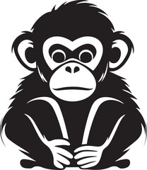 Majestic Primate Majesty Black Vector Wildlife Design Chimpanzee Silhouette in Noir A Tribute to Wildlife