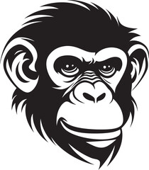 Noir Beauty in the Wild Chimpanzee Icon Elegant Simplicity in Black Chimpanzee Emblem