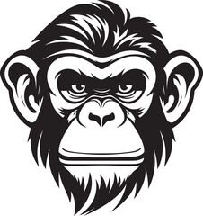 The Noble Chimp A Modern Classic in Black Artistic Ape in Shadows Black Chimpanzee Icon