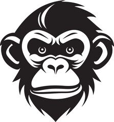 Sculpted in Nature Black Vector Ape Logo Chimpanzee Majesty Strength and Intelligence