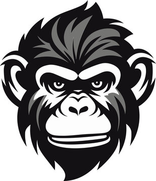 Ape Majesty The Essence of Nature Charming Chimpanzee Silhouette Black Chimpanzee Design