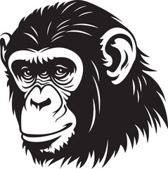 The Art of Simplicity Graceful Chimpanzee Symbol Intricate Primate Emblem Noir Chimpanzee Icon