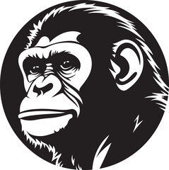 Monochromatic Magic Black Chimpanzee Design in Vector The Art of Simplicity Graceful Chimpanzee Symbol