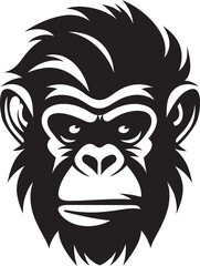 Elegant Black Vector Chimpanzee Icon The Wise Guardian Chimpanzee Logo in Monochrome Strength and Intelligence