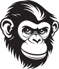 Obraz premium Graceful Wildlife Chimpanzee Symbol in Black The Essence of Nature Black Vector Chimpanzee Logo
