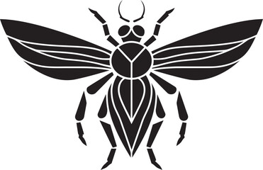 Noir Insect Icon A Modern Ode to Natures Music Intricate Artistry Black Cicada Emblems Detailed Wings