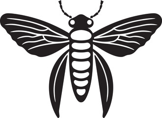 Majestic Cicada Black Vector Insect Emblem in Noir Cicada Serenade in Shadows A Modern Classic in Black