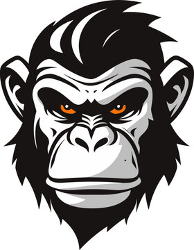 Chimpanzee Silhouette in Noir A Mark of Strength Elegance in Nature Black Chimpanzee Emblem Design