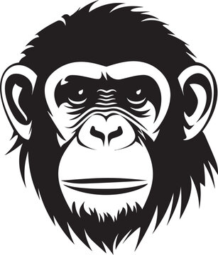 Elegant Chimpanzee Icon A Tribute to Wildlife Monochromatic Magic Black Chimpanzee Design in Vector