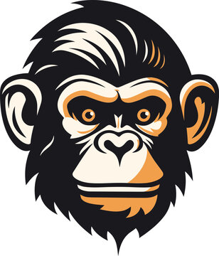 The Essence of Nature Black Vector Chimpanzee Logo Noir Ape Icon A Modern Wildlife Tribute