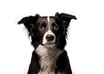 Close-up of a dog with a sad expression. Isolated on transparent background - obrazy, fototapety, plakaty