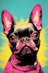 Artistic image of a dog, colorful and modern poster